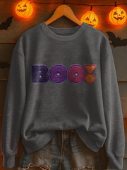 Women's Halloween Boo Print Casual Sweatshirt