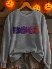Women's Halloween Boo Print Casual Sweatshirt