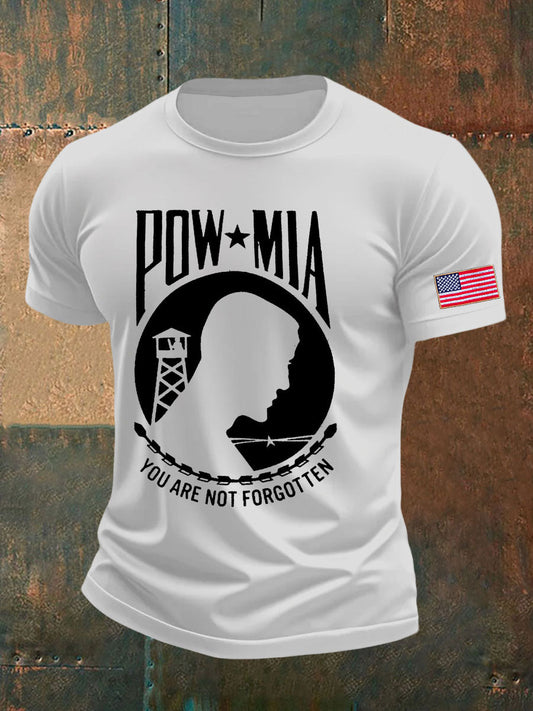 Men's Pow-Mia Flag Veteran Printed T-shirt