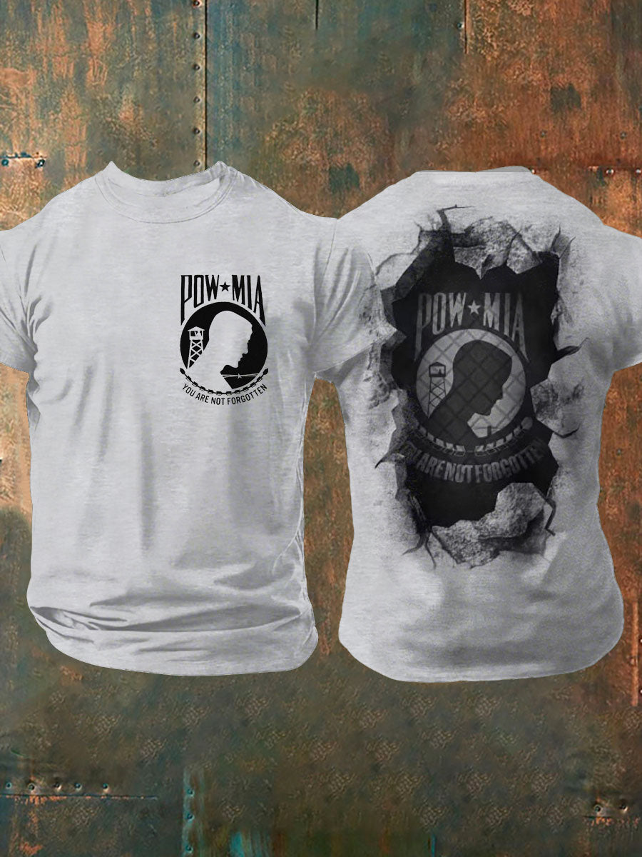 Men's Pow-Mia Flag Veteran Printed T-shirt