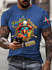 Men's Always Happy Hour Paradise It's 5 o'clock  Parrot Print Casual Short Sleeve Tee