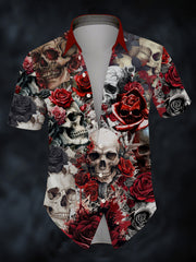 Men's Halloween Rose SkullShort Sleeve Shirt