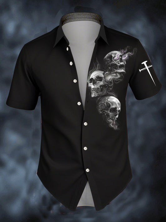 Men's Halloween Skull Short Sleeve Shirt