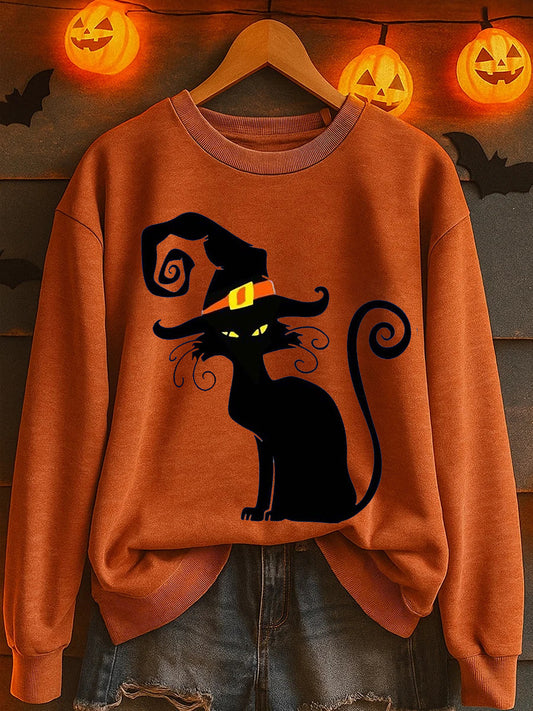 Women's Halloween Black Cat Sweatshirt