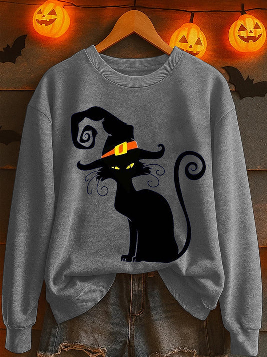 Women's Halloween Black Cat Sweatshirt