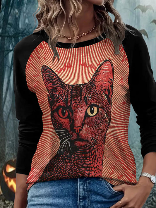 Women's Bloodstained Cat Long Sleeve T-Shirts