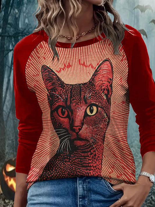 Women's Bloodstained Cat Long Sleeve T-Shirts