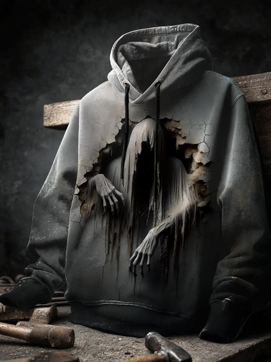 Men's Loose Halloween Printed Long Sleeve Sweatshirt Hoodie