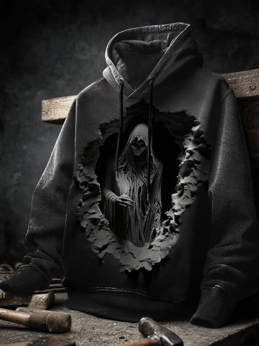 Men's Loose Halloween Printed Long Sleeve Sweatshirt Hoodie