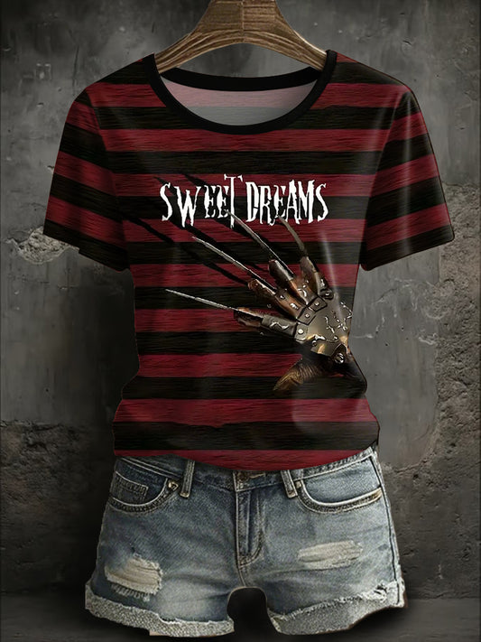 Women's Halloween Horror Nightmare Printed T-shirt