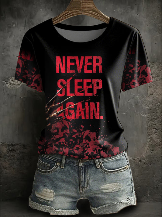 Women's Halloween Horror Nightmare Printed T-shirt