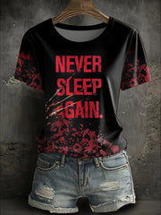 Women's Halloween Horror Nightmare Printed T-shirt