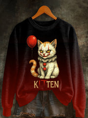 Women's Halloween Horror Movie Kitten Sweatshirt