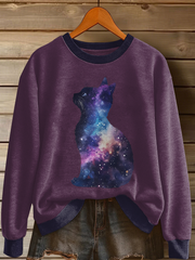 Women's Cat Art Print Casual Sweatshirt