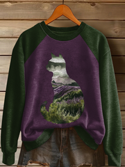 Women's Cat Art Print Casual Sweatshirt