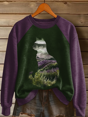 Women's Cat Art Print Casual Sweatshirt
