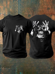 Men's Skull with OK Pattern Graphic Casual Black Print T-shirt