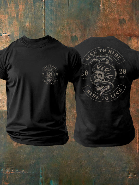 Men's Vintage Live To Ride – Ride To Live Black Print T-shirt