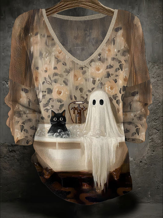 Women's Halloween Art Printed Casual Tops