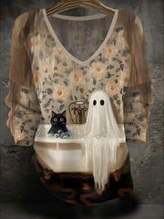 Women's Halloween Art Printed Casual Tops