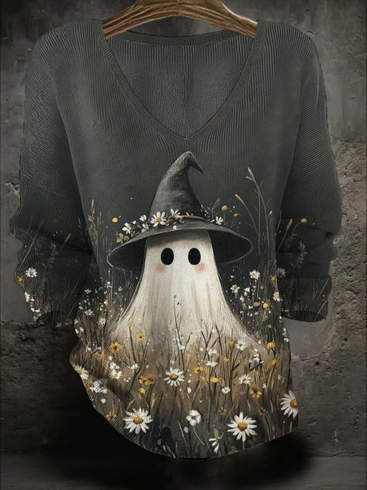 Women's Halloween Art Printed Casual Tops