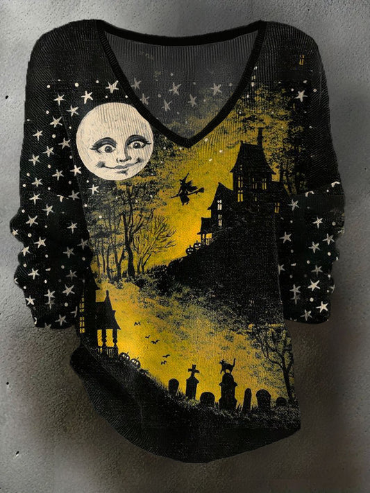 Women's Halloween Art Printed Casual Tops