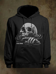 Men's Funny I'm Fine Skull Print Casual Hoodie
