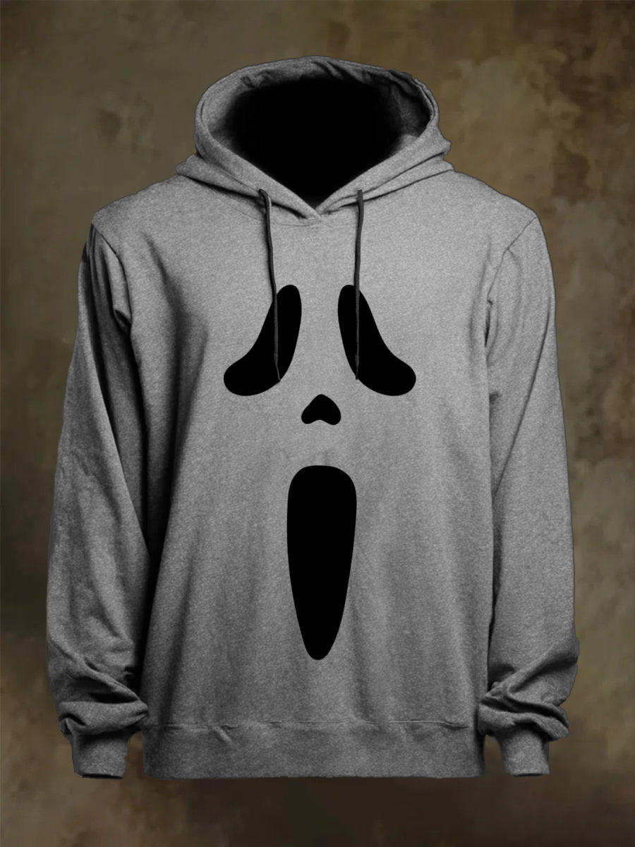 Men's Halloween Scream Face Print Casual Hoodie