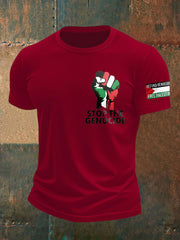 Men's Free Peace Stop Genocide Printed T-shirt