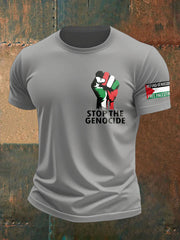 Men's Free Peace Stop Genocide Printed T-shirt