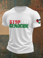Men's Free Peace Stop Genocide Printed T-shirt