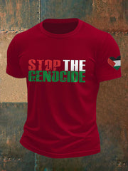 Men's Free Peace Stop Genocide Printed T-shirt