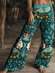 Women's Vintage Hippie Halloween Printed Wide Leg Pants