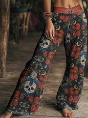 Women's Vintage Hippie Halloween Printed Wide Leg Pants