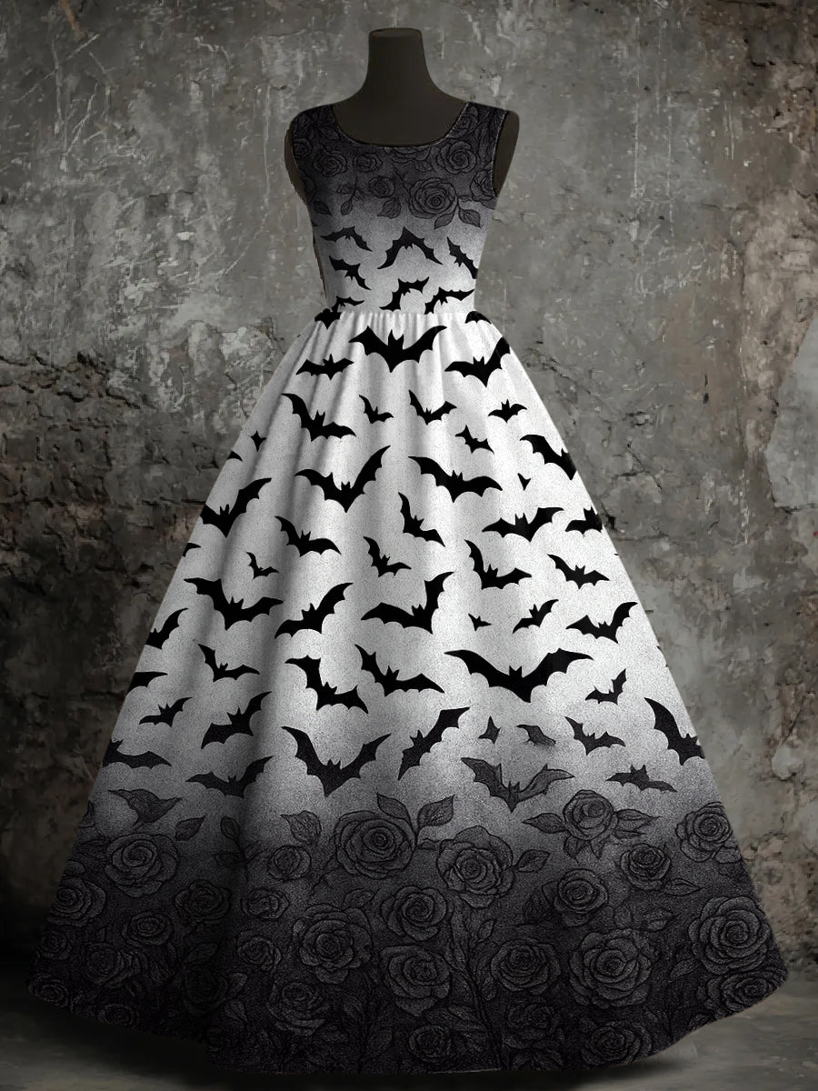 Women's Halloween Bats Print Vest Dress
