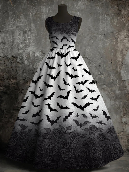 Women's Halloween Bats Print Vest Dress