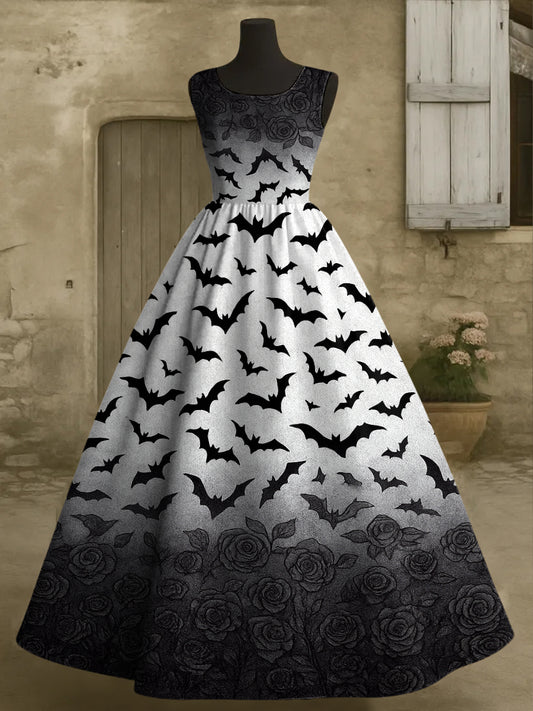 Women's Halloween Bats Print Vest Dress