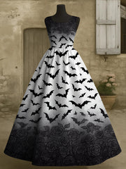 Women's Halloween Bats Print Vest Dress