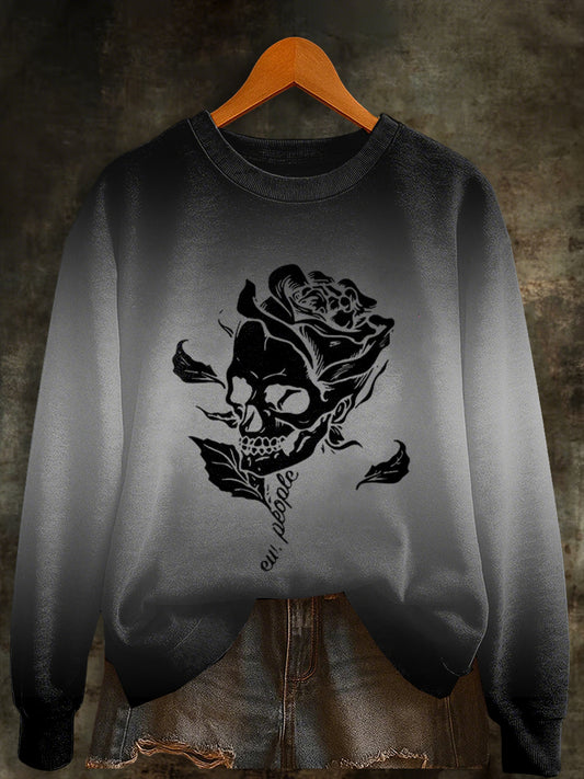 Women's Halloween Ew People Print Sweatshirt