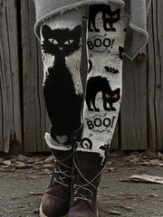 Women's Retro  Halloween Black Cat Bottoms