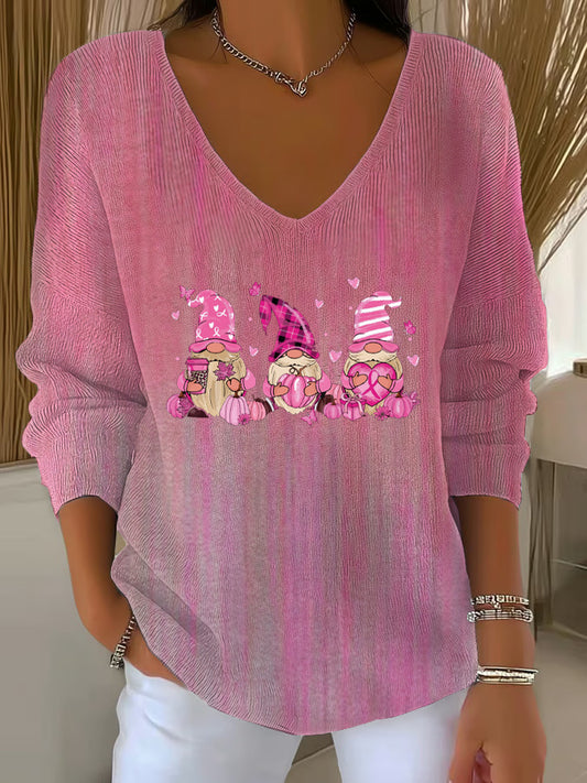 Women's Breast Cancer Pink Printed Casual Top