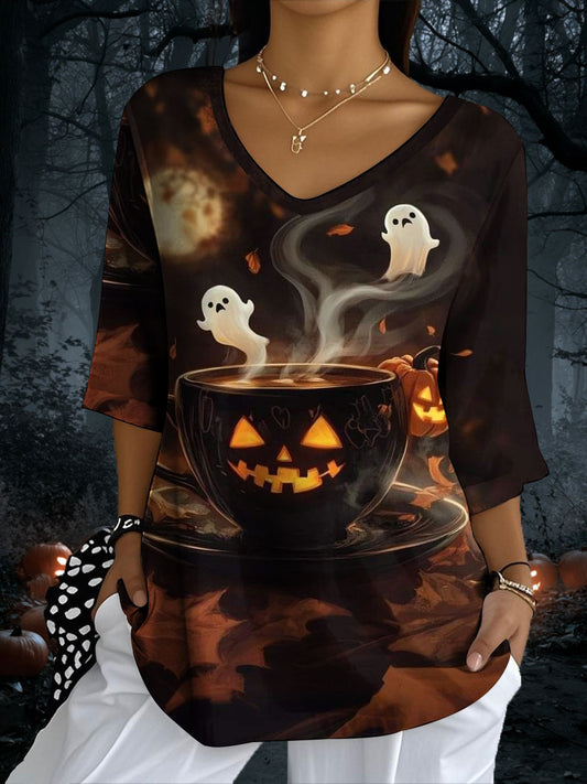 Women's Halloween cat Half-Sleeve T-Shirt