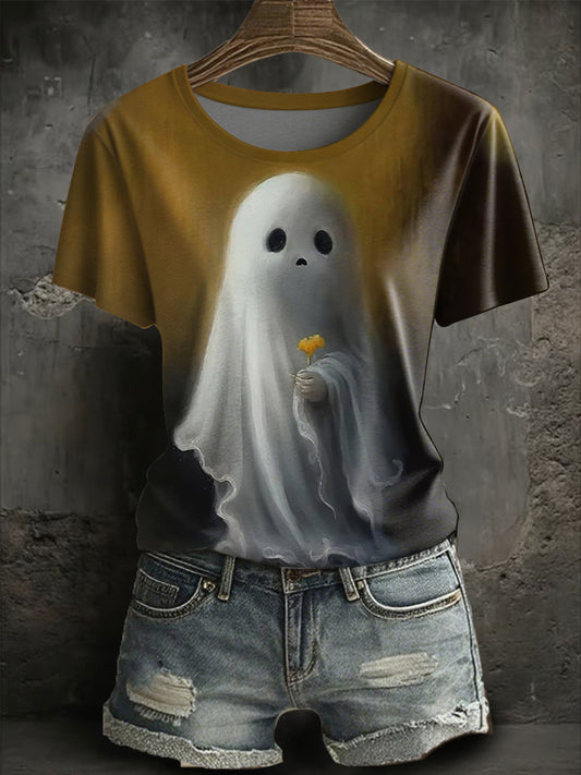 Women's Halloween ghost short-sleeved T-shirt