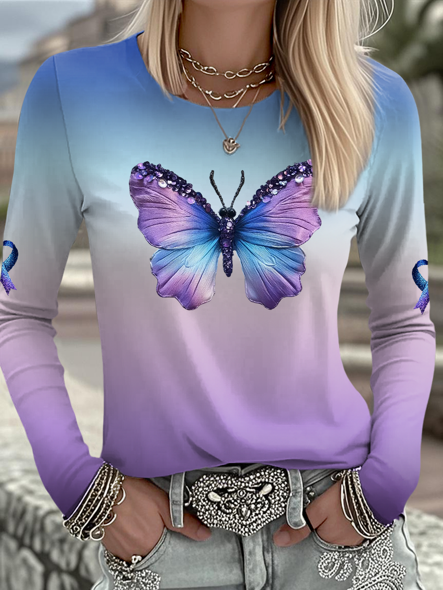 Women's Domestic violence prevention and treatment Printed  Long Sleeve Shirt
