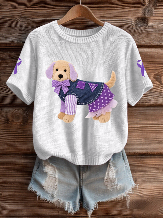 Women's Domestic violence prevention and treatment Printed short-sleeved sweater