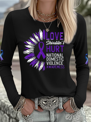 Women's Domestic violence prevention and treatment Printed  Long Sleeve Shirt