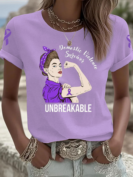 Women's Domestic violence prevention and treatment Printed Iron On Short Sleeve T-Shirt