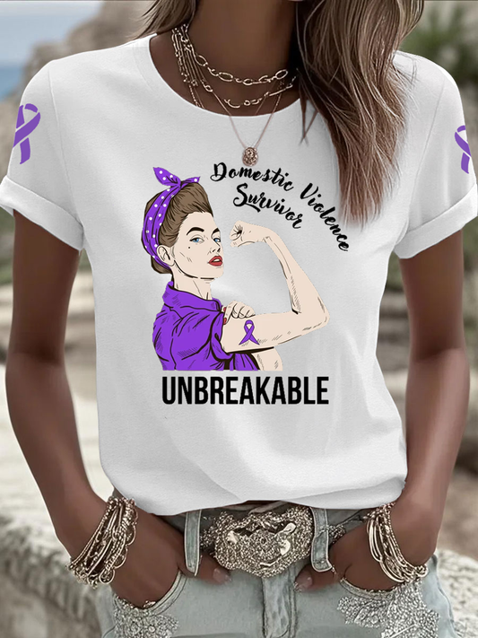 Women's Domestic violence prevention and treatment Printed Iron On Short Sleeve T-Shirt