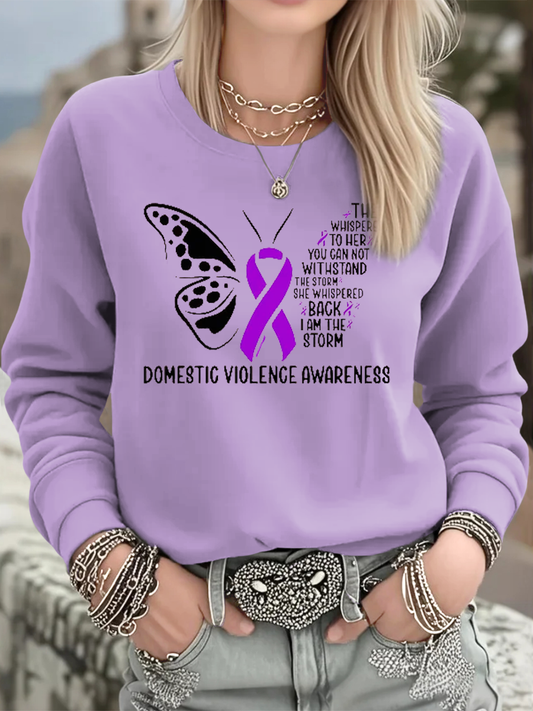 Women's Domestic violence prevention and treatment Printed Regular Sweatshirt